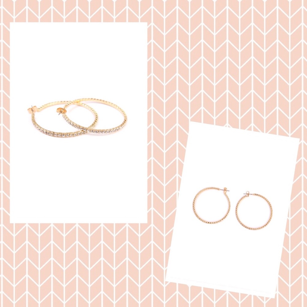💎40mm Gold Rhinestone Hoop Earrings💎